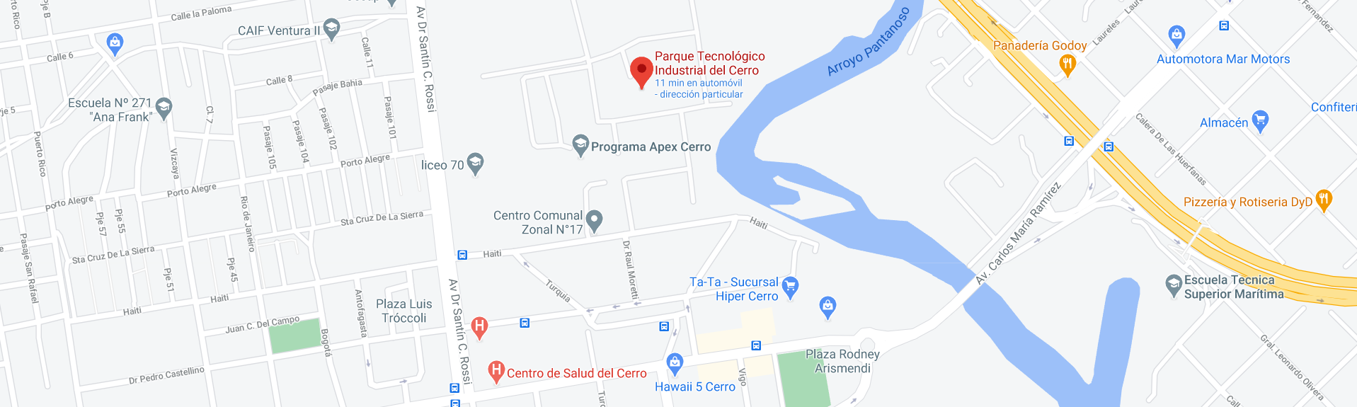 Mapa Parque Tecnológico Industrial del Cerro